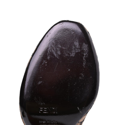 Fendi Fabric FF Wedge Mules 36 Black Brown 11 of 14