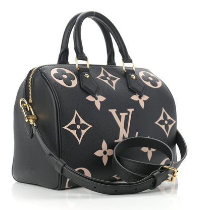 Louis Vuitton Empreinte Monogram Giant Speedy Bandouliere 25 Black Beige 3 of 8