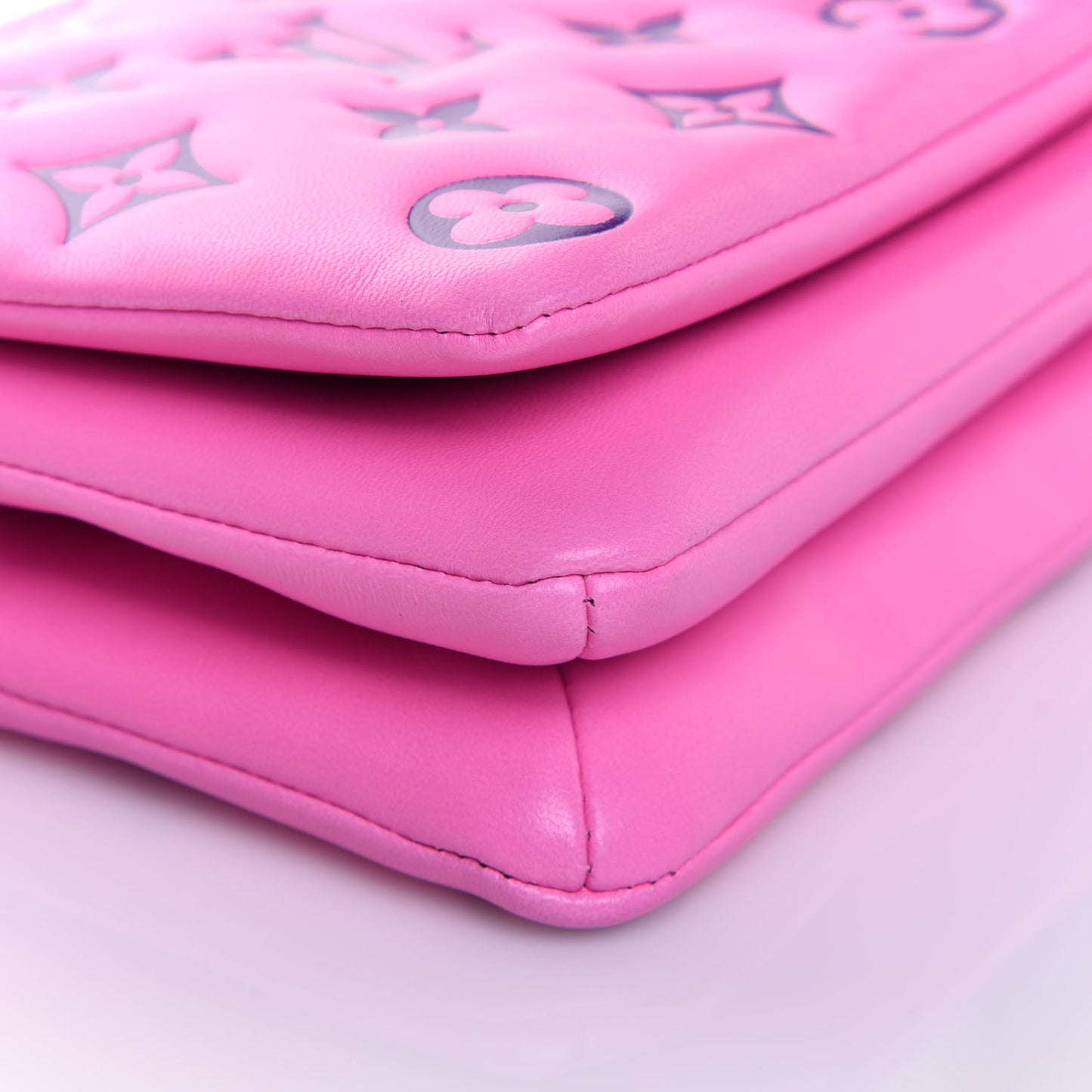 Lambskin Embossed Monogram Vuittamins Pochette Coussin Rose Violet