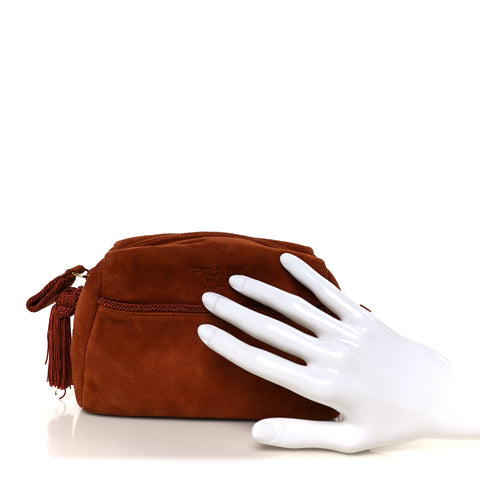 Scamosciato Suede Tassel Pouch Brown