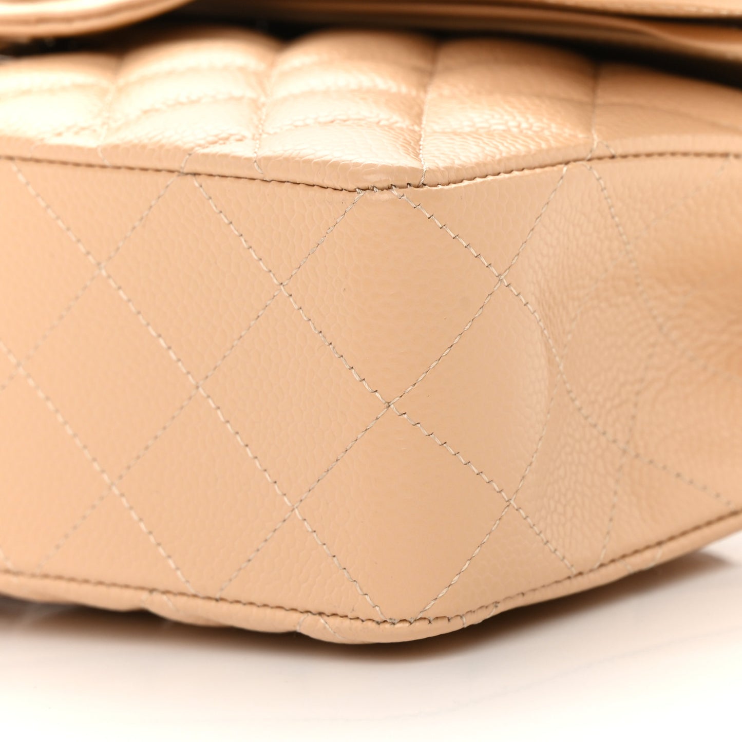 Caviar Quilted Small Double Flap Beige