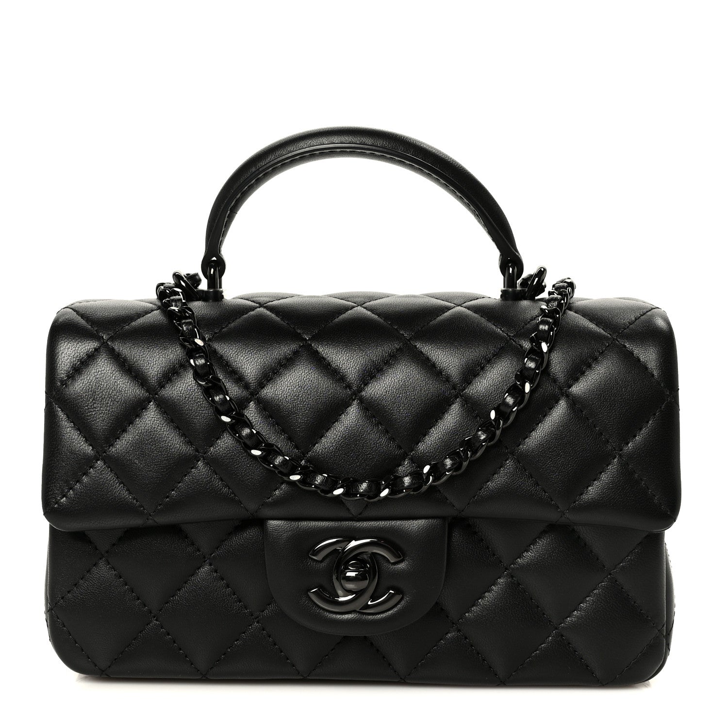 Chanel Lambskin Quilted Mini Top Handle Rectangular Flap So Black 1 of 11