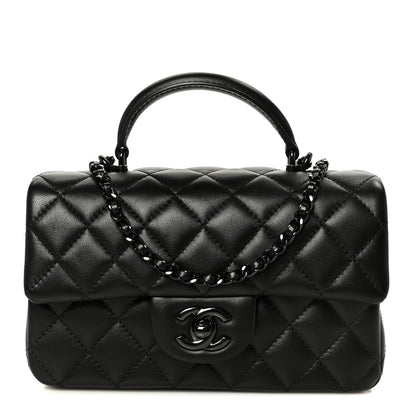 Chanel Lambskin Quilted Mini Top Handle Rectangular Flap So Black 1 of 11