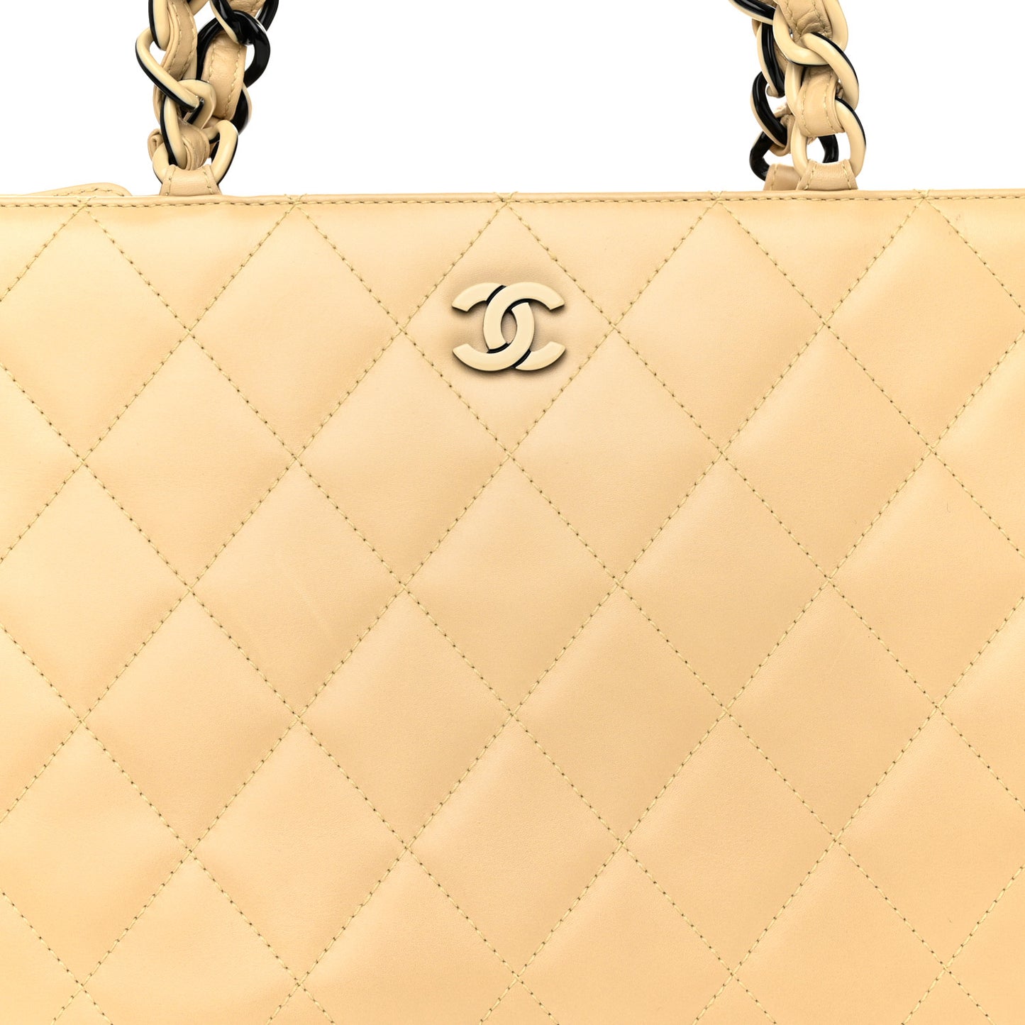 Lambskin Quilted CC Shoulder Bag Beige