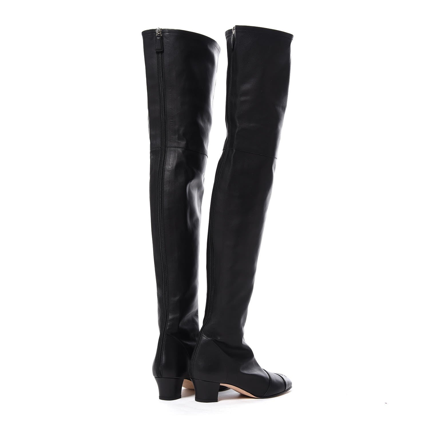 Chanel Lambskin CC Cap Toe Boots 37.5 Black 4 of 10