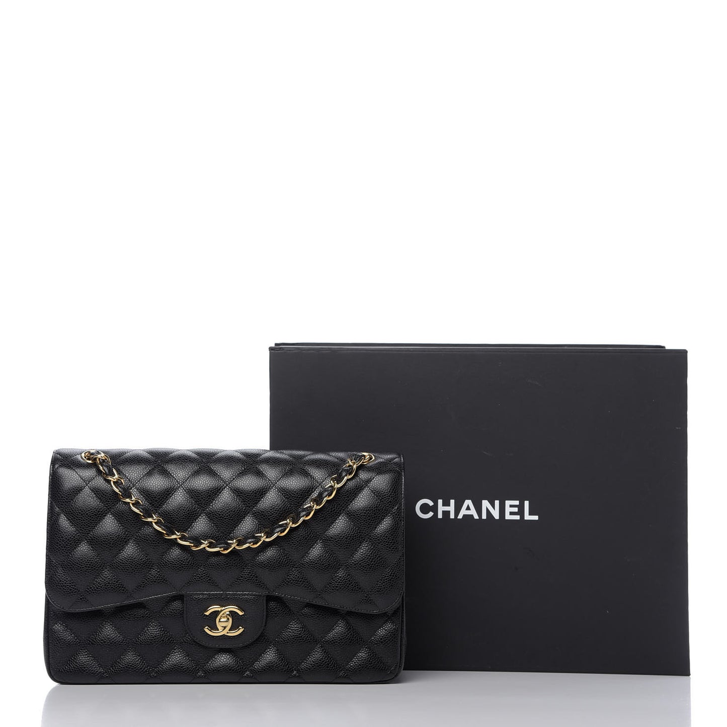 Caviar Quilted Jumbo Double Flap Black