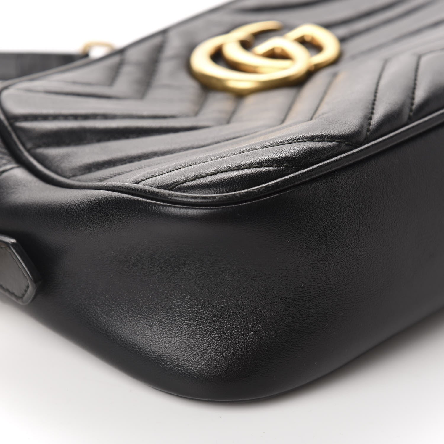 Gucci Calfskin Matelasse Small GG Marmont Chain Shoulder Bag Black 6 of 15