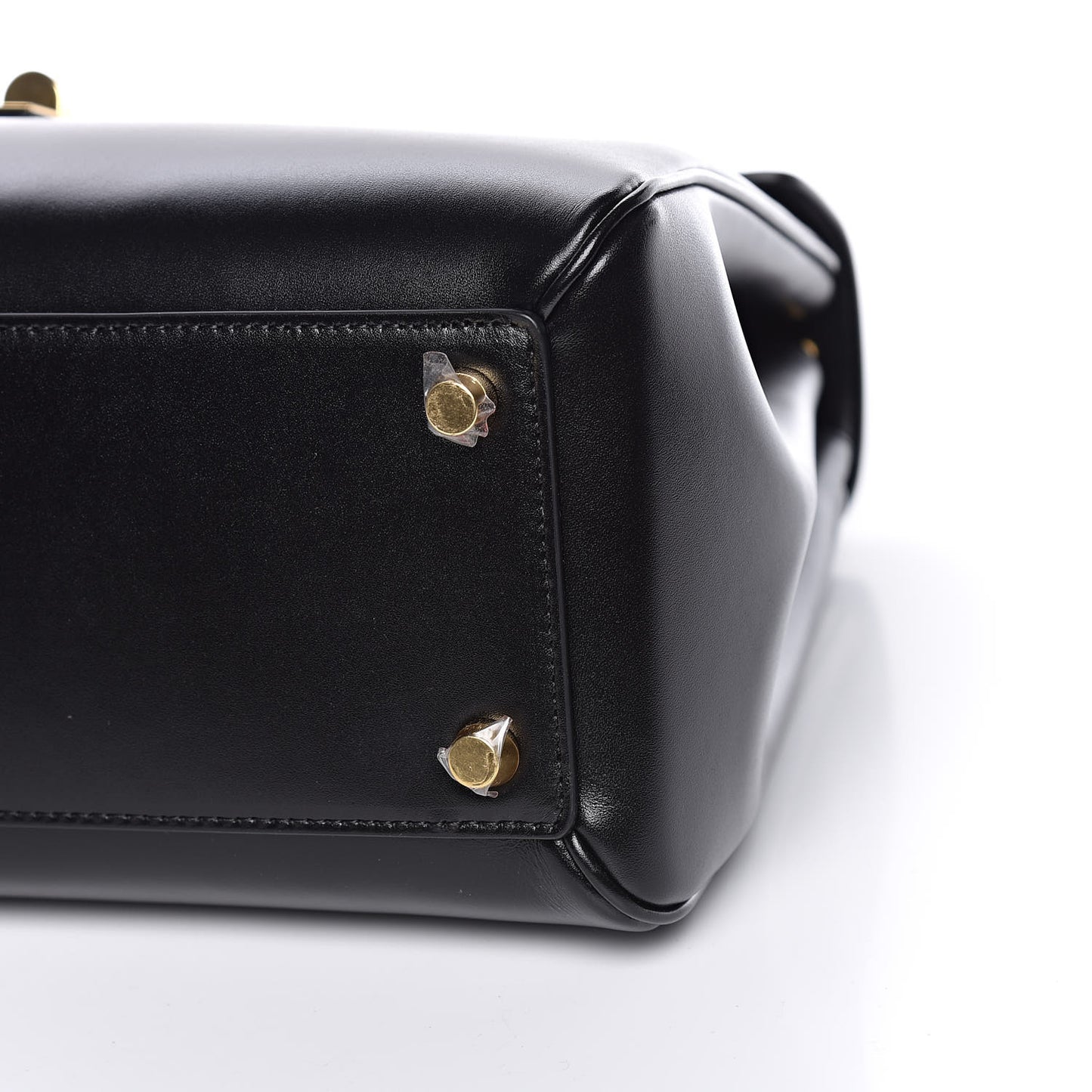 Satinated Calfskin Medium 16 Top Handle Bag Black