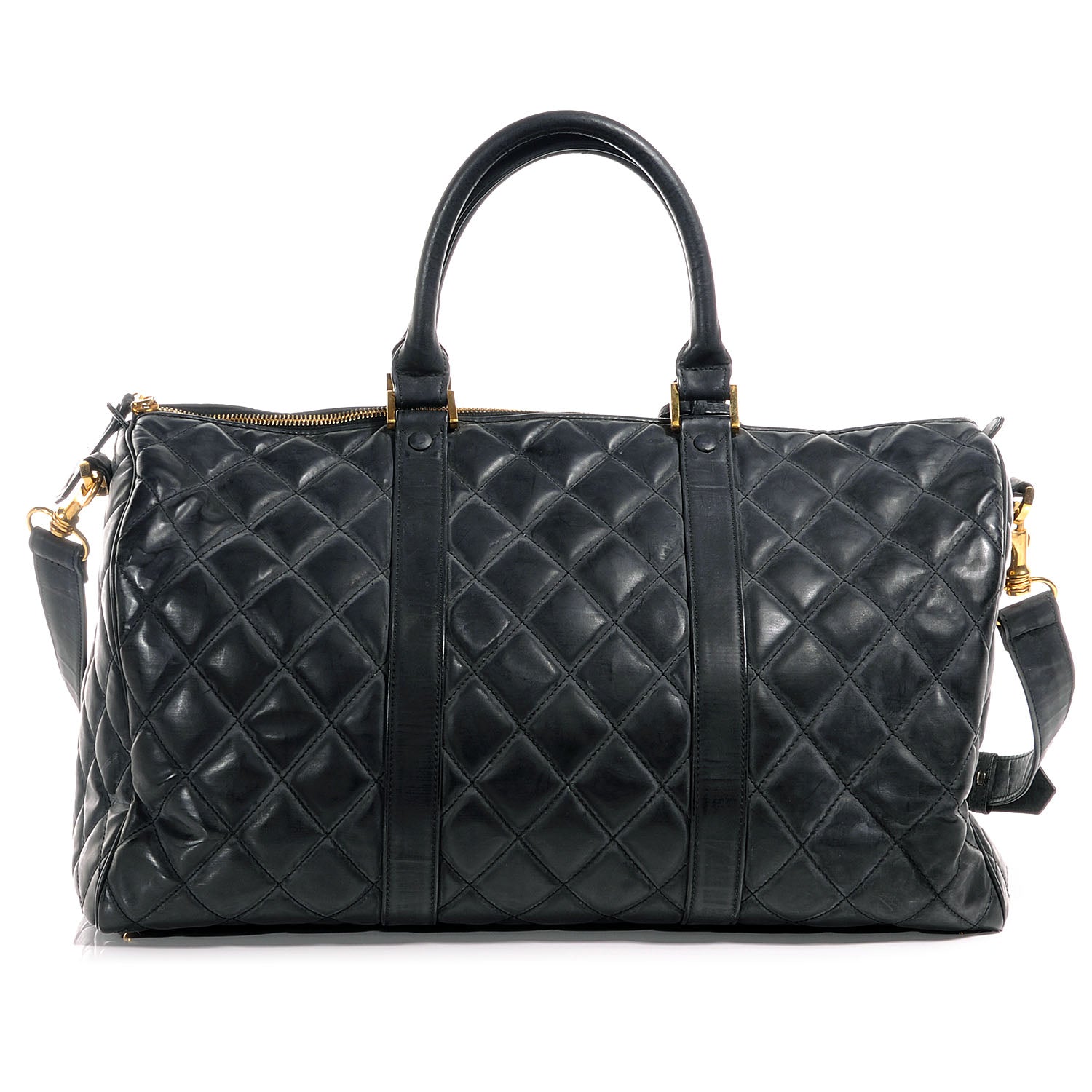 Chanel Quilted Vinyl Large Boston Black 1 of 9