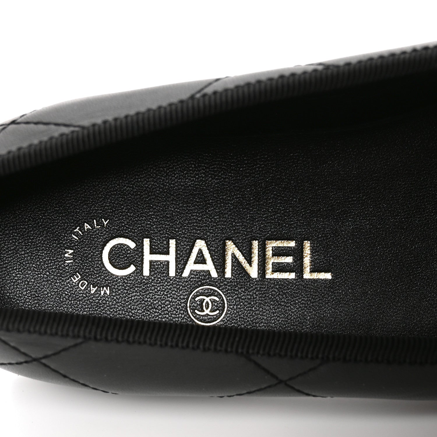 Chanel Lambskin Quilted CC Cambon Ballet Flats 37.5 Black White 7 of 9