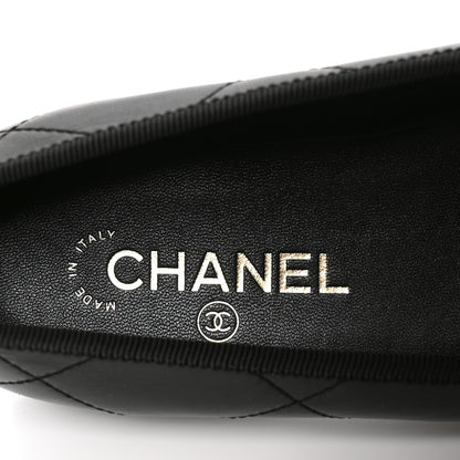 Chanel Lambskin Quilted CC Cambon Ballet Flats 37.5 Black White 7 of 9