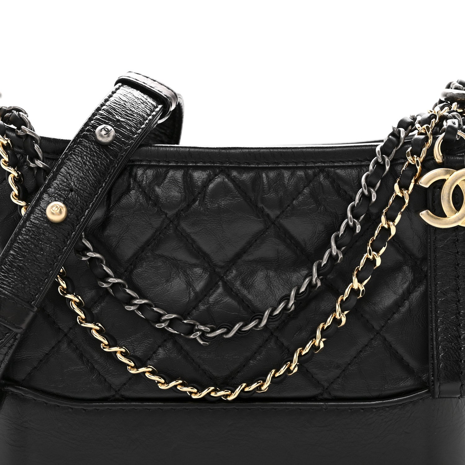 Chanel Aged Calfskin Quilted Small Gabrielle Hobo Black 8 of 11