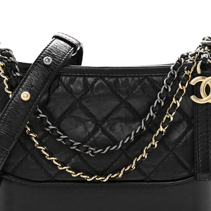 Chanel Aged Calfskin Quilted Small Gabrielle Hobo Black 8 of 11