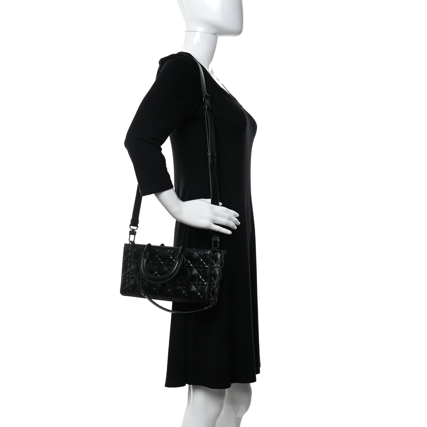 Calfskin Cannage Diamond Micro Lady D-Joy Black
