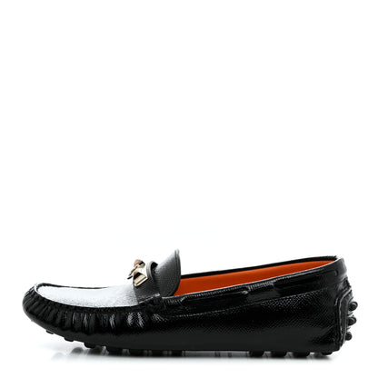Hermes Patent Epsom Womens Irving Driving Moccasin Loafers 37 Black 1 of 8