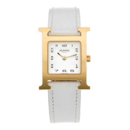 Hermes Stainless Steel Epsom 21mm Heure H Hour Quartz Watch Blanc 1 of 5