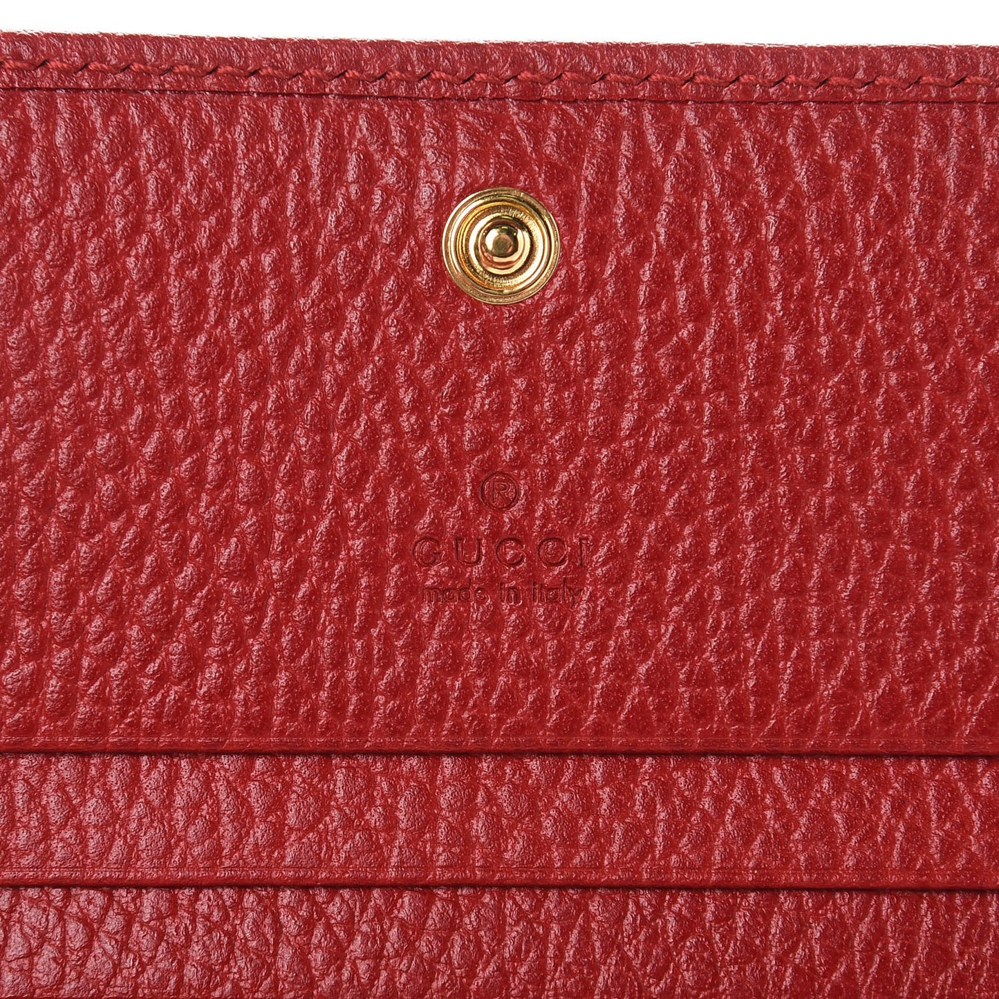 Pebbled Calfskin GG Marmont Card Case Hibiscus Red