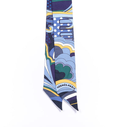 Hermes Silk Faubourg Rainbow Twilly Blue Jaune Vert 2 of 4