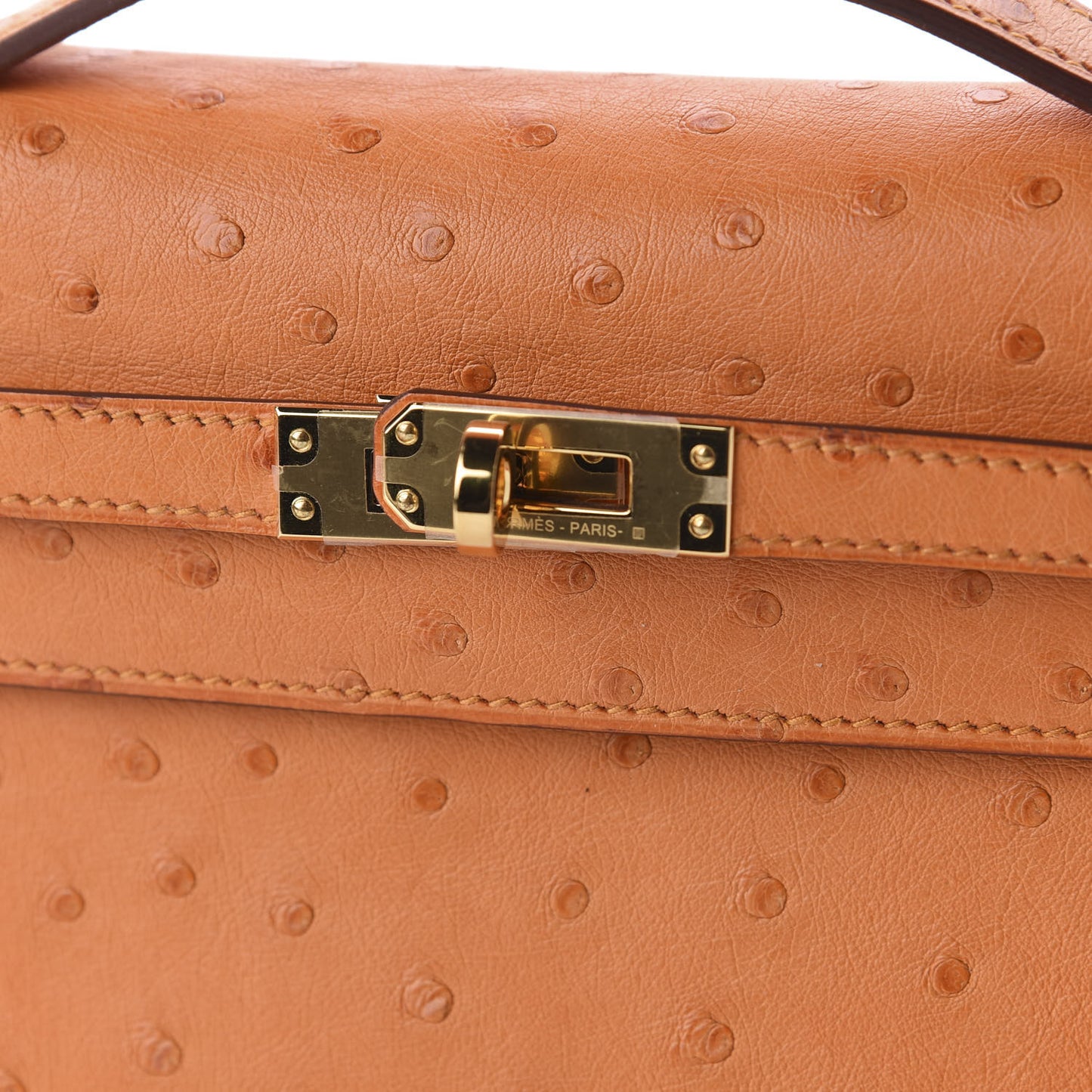 Ostrich Kelly Pochette Abricot