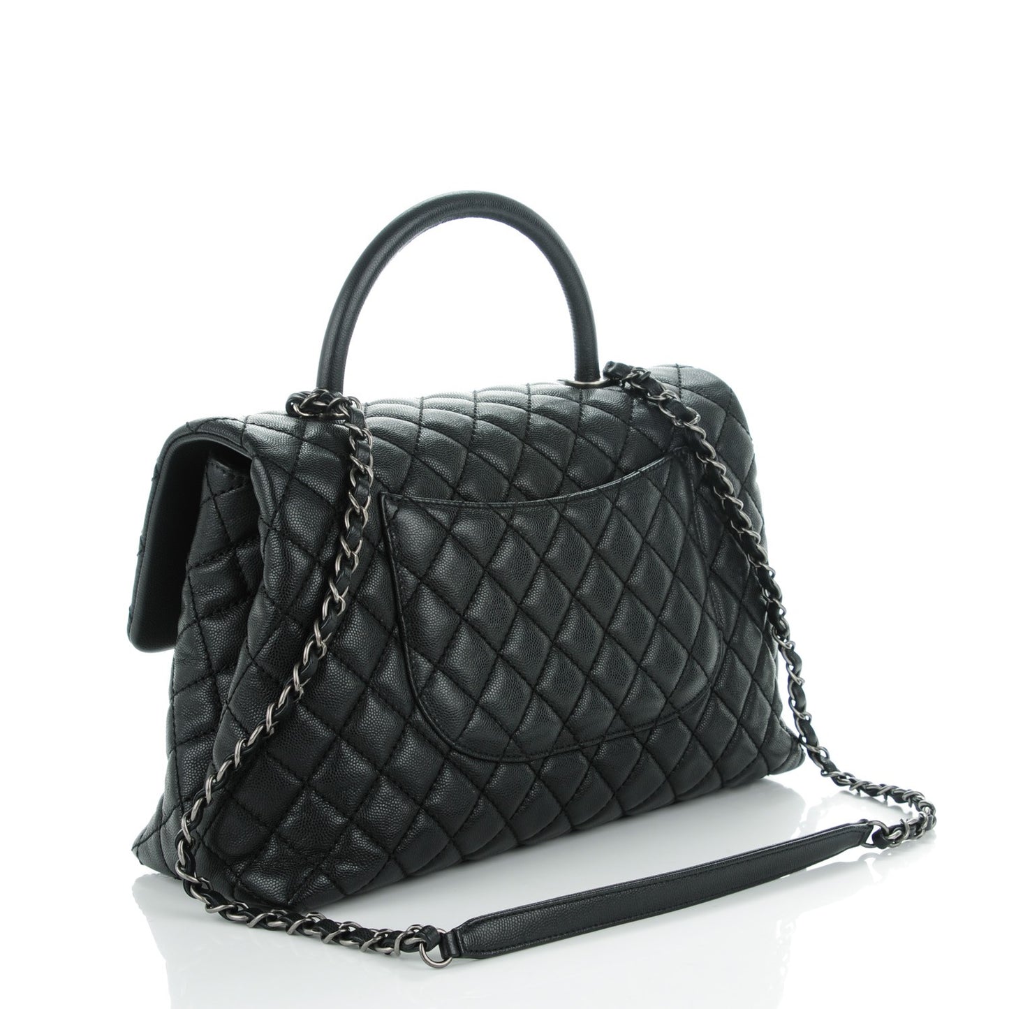 Caviar Quilted Medium Coco Handle Flap Black