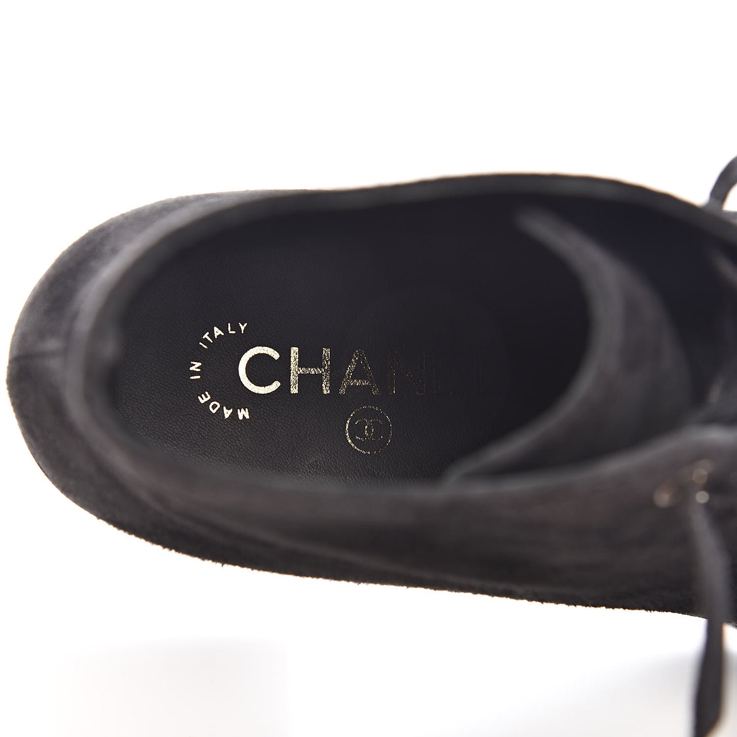 Suede Patent Cap Toe CC Boots 38.5 Black