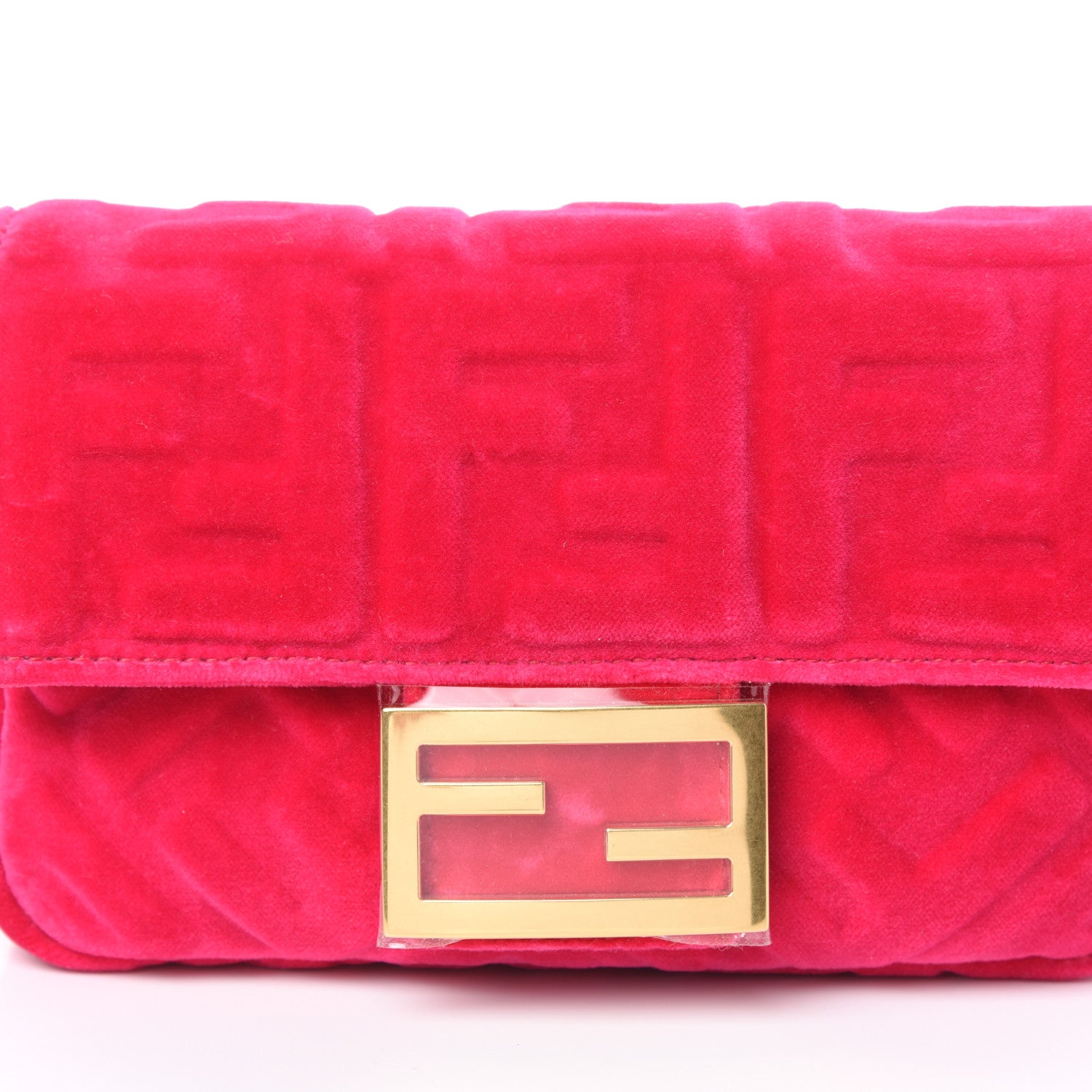 Fendi Velvet FF Embossed Hip Belt Baguette Bag Fuxia 7 of 9