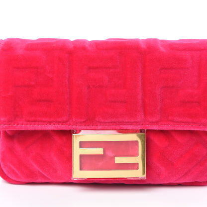 Fendi Velvet FF Embossed Hip Belt Baguette Bag Fuxia 7 of 9