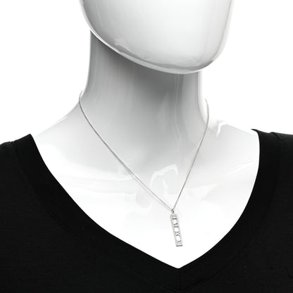 Tiffany 18K White Gold Diamond Narrow Atlas Bar Pendant Necklace 2 of 5