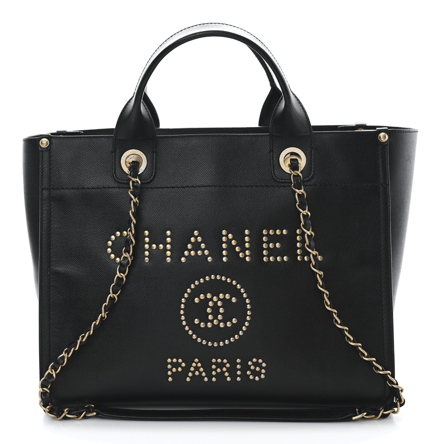 Caviar Small Studded Deauville Tote Black