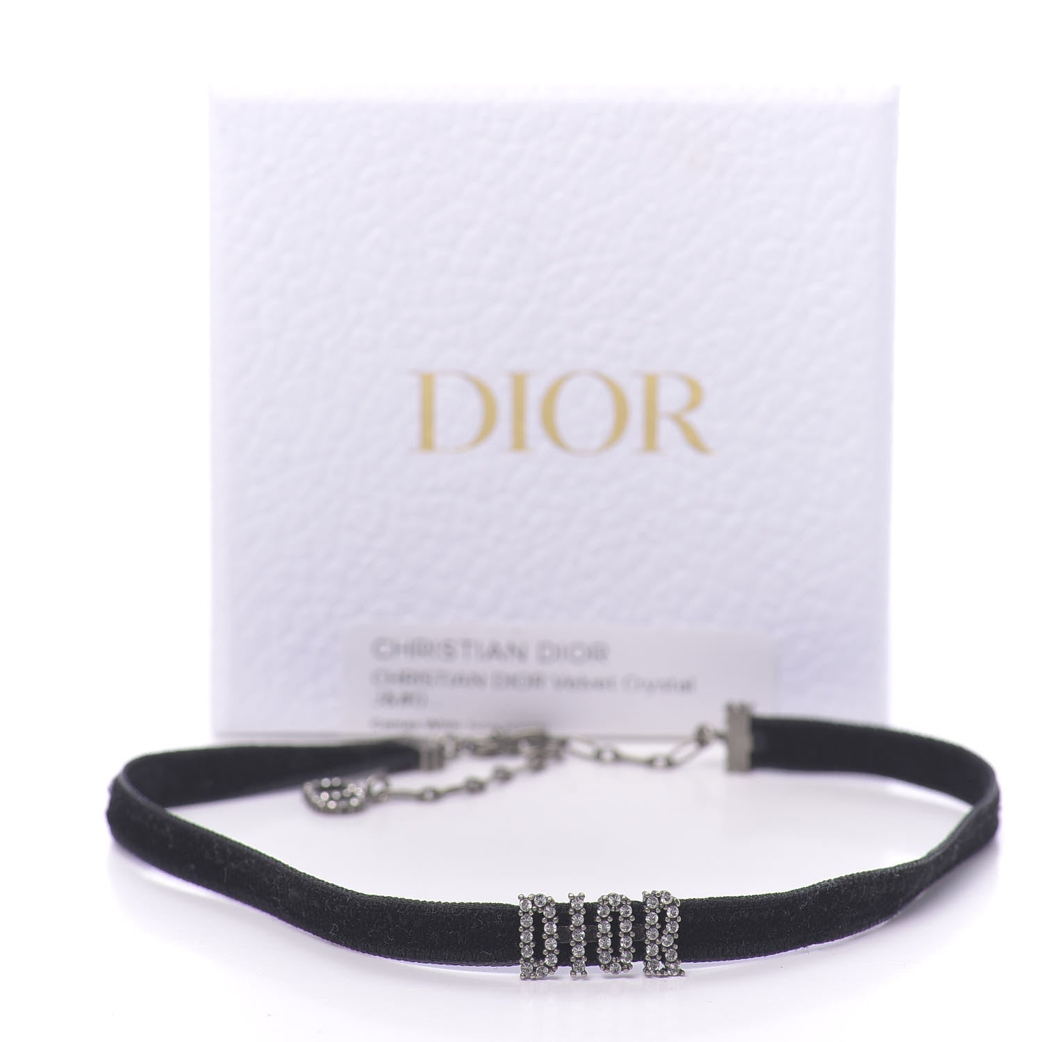 Christian Dior Velvet Crystal DIOR Choker Necklace Black 6 of 6