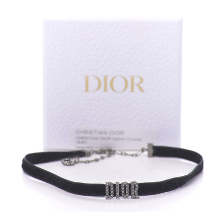 Christian Dior Velvet Crystal DIOR Choker Necklace Black 6 of 6
