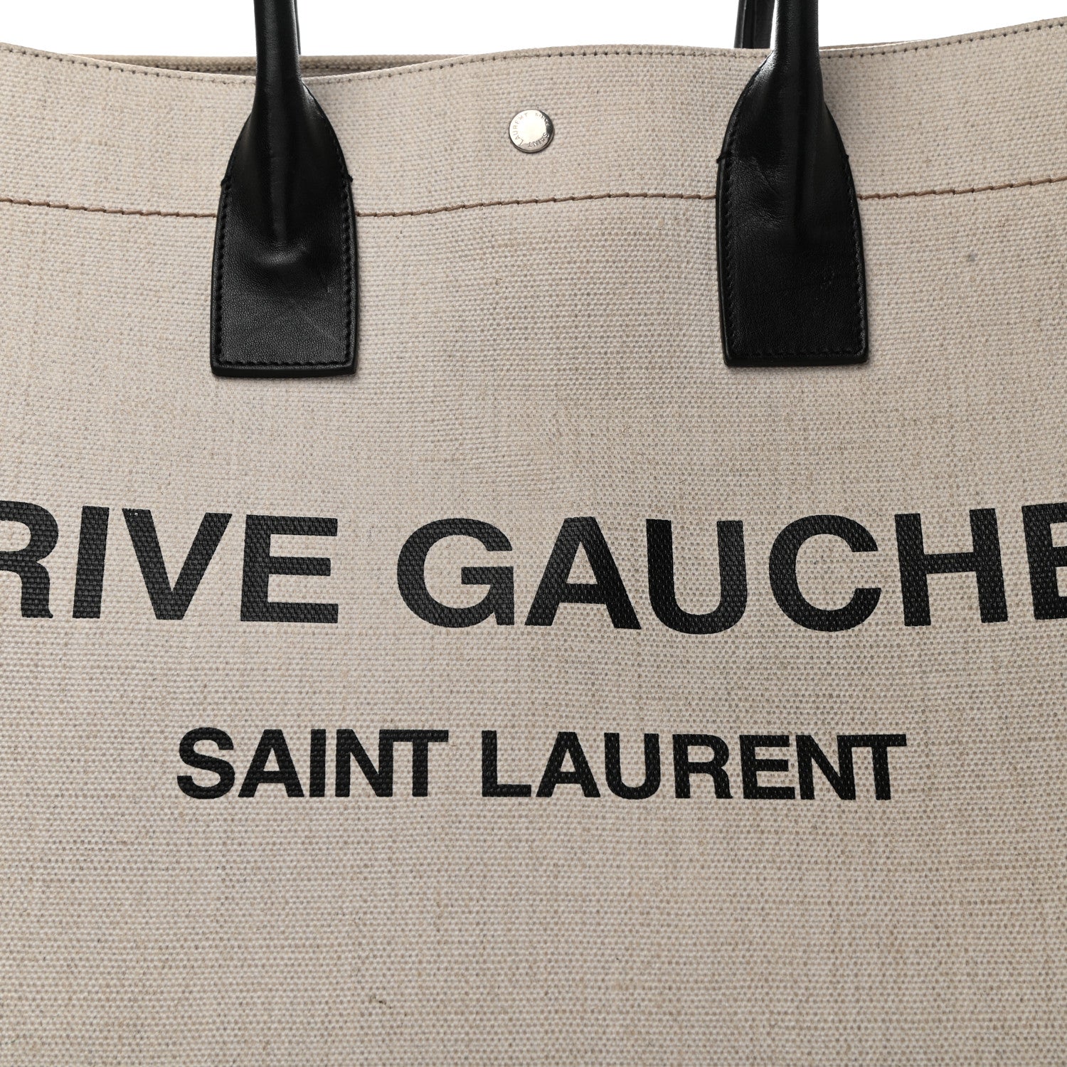 Saint Laurent Linen Calfskin Rive Gauche Tote Optic White 7 of 9