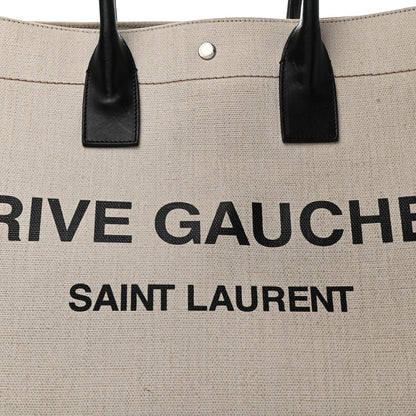 Saint Laurent Linen Calfskin Rive Gauche Tote Optic White 7 of 9