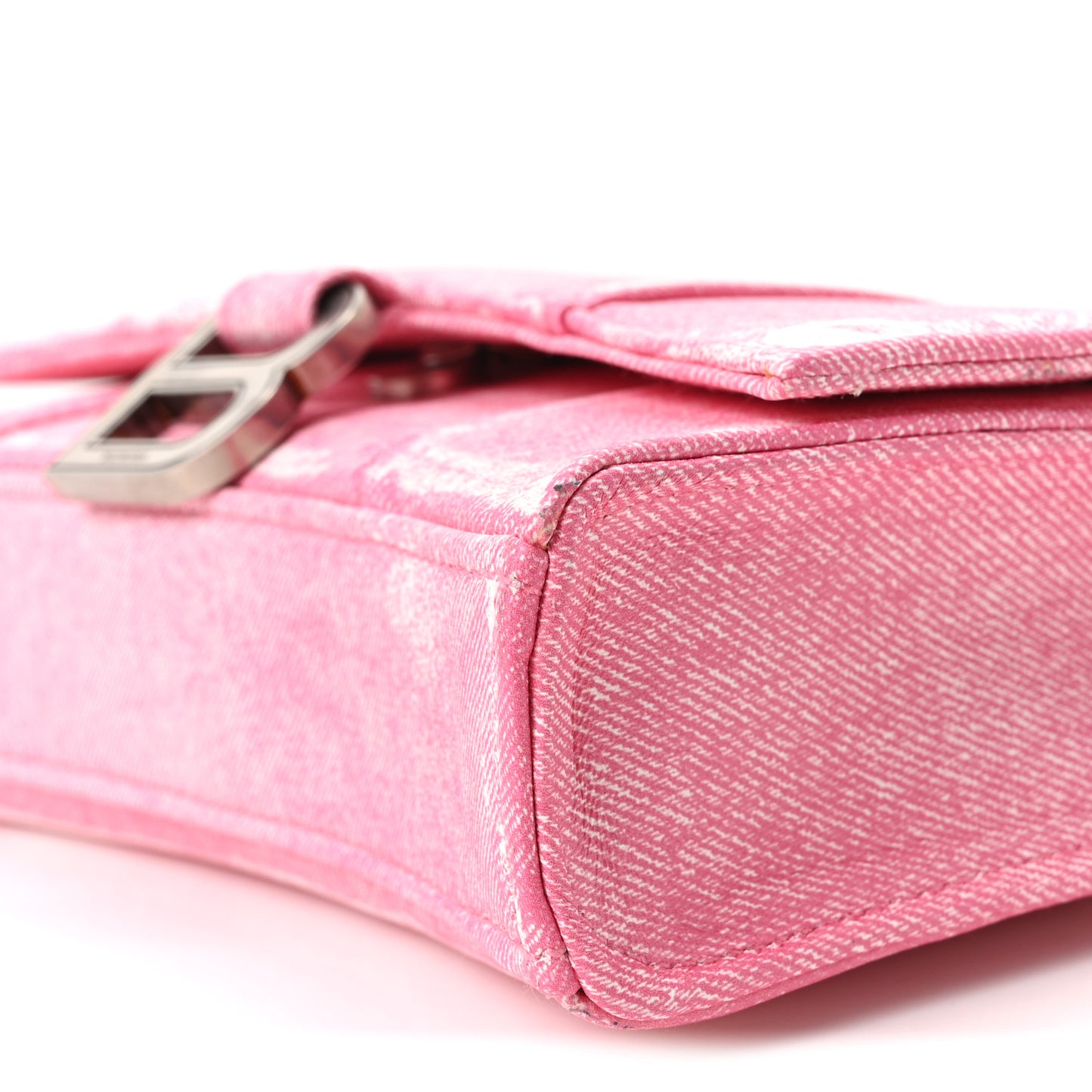 Nappa Denim Printed Hourglass Chain Bag Denim Pink