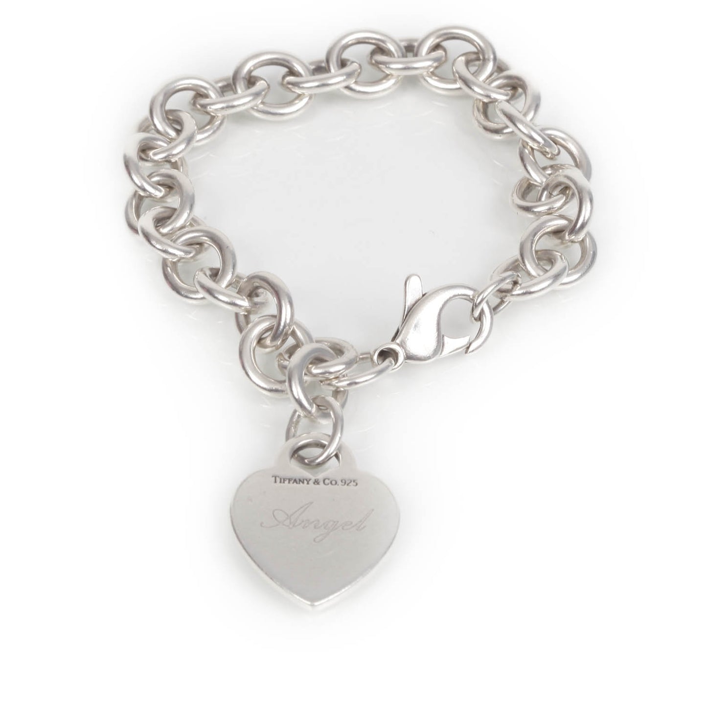 Sterling Silver Heart Tag Charm Bracelet