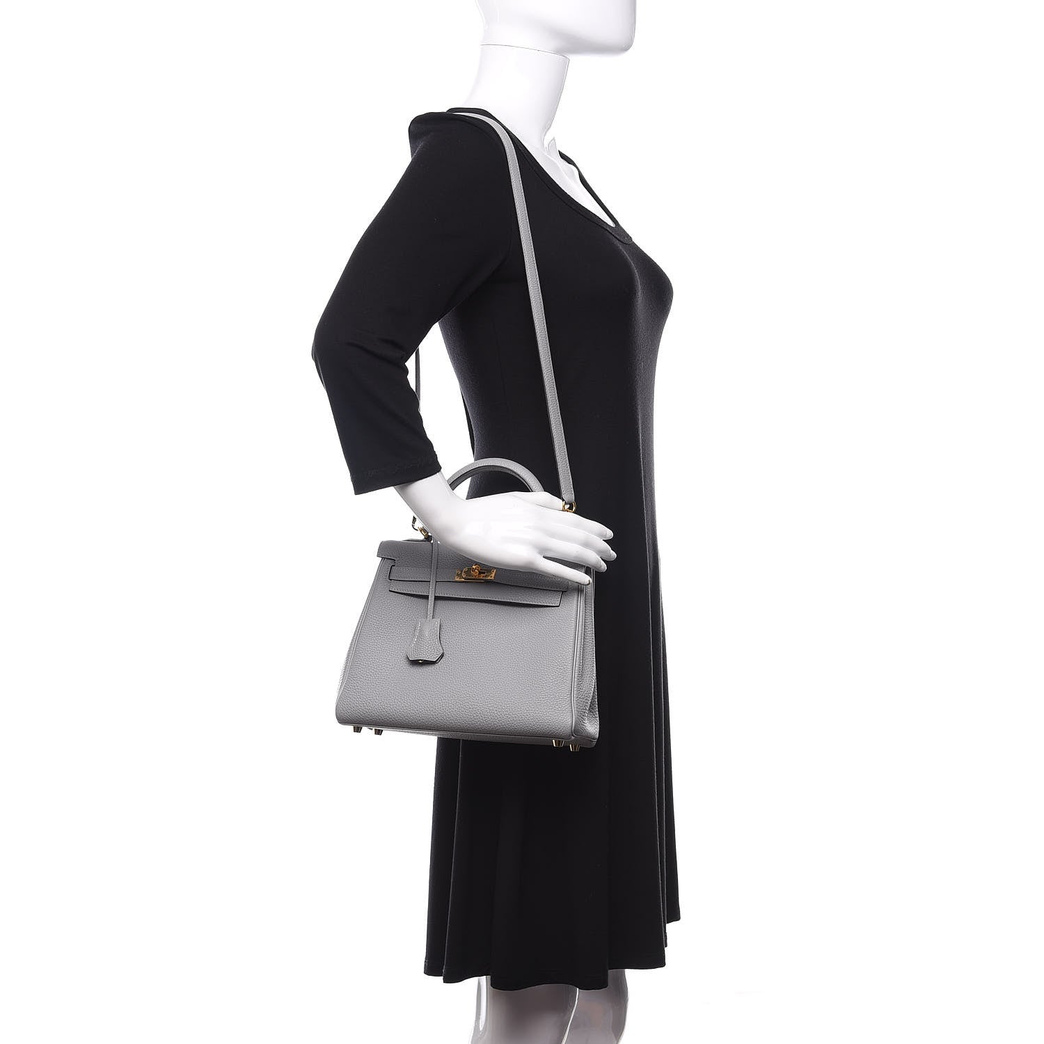 Hermes Taurillon Clemence Kelly Retourne 25 Gris Mouette 2 of 10