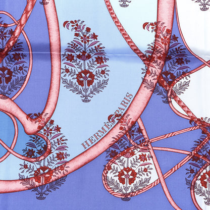 Hermes Silk Coup de Fouet Scarf 140 Bleu Rose Gris 3 of 5