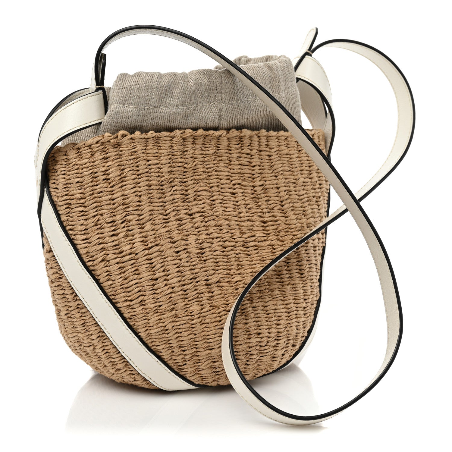 Chloe Raffia Calfskin Small Basket White 3 of 9