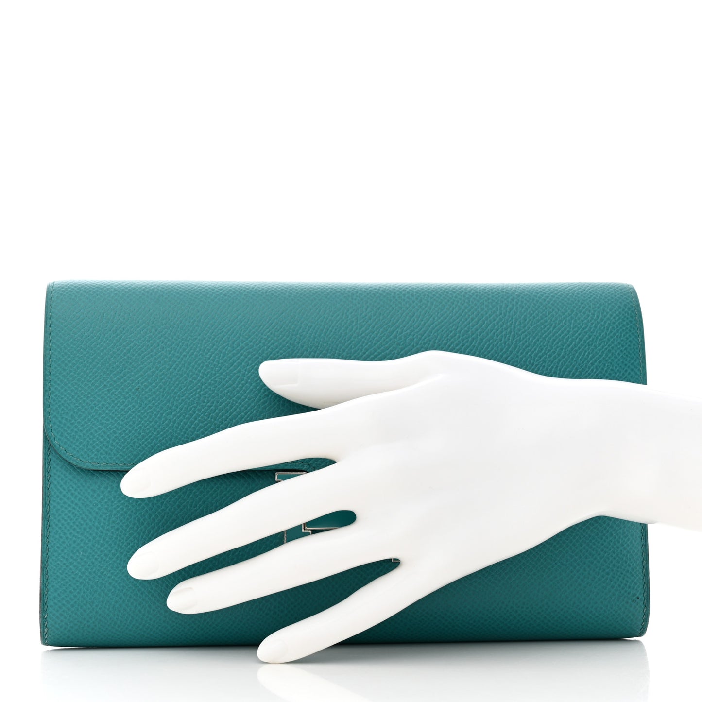 Epsom Enamel Constance Long Wallet Bleu Paon