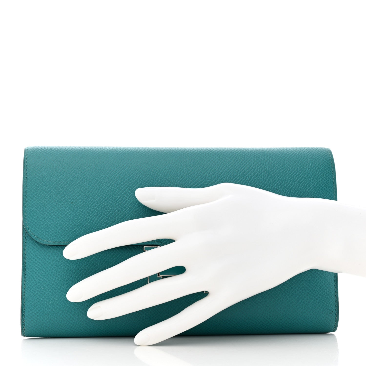 Hermes Epsom Enamel Constance Long Wallet Bleu Paon 2 of 6