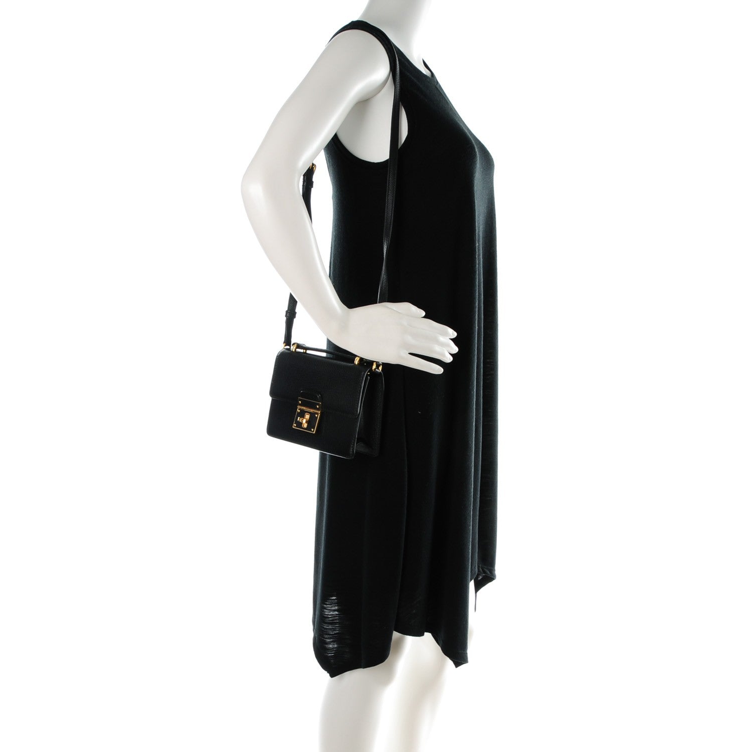 Dolce & Gabbana Grained Calfskin Mini Rosalia Trunk Crossbody Bag Black 2 of 7