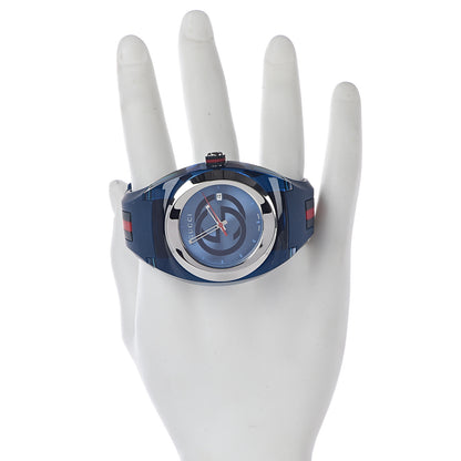 Gucci Stainless Steel Rubber 46mm Sync Web Quartz Watch Blue 2 of 8