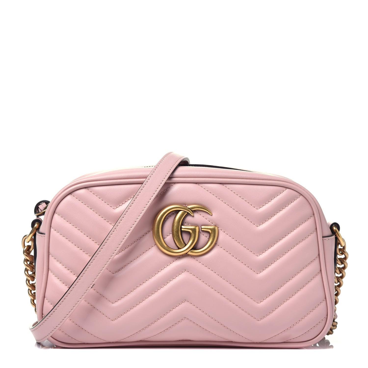 Gucci Calfskin Matelasse Small GG Marmont Chain Shoulder Bag Perfect Pink 1 of 9
