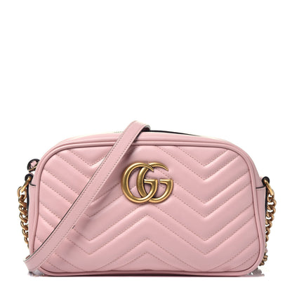Gucci Calfskin Matelasse Small GG Marmont Chain Shoulder Bag Perfect Pink 1 of 9