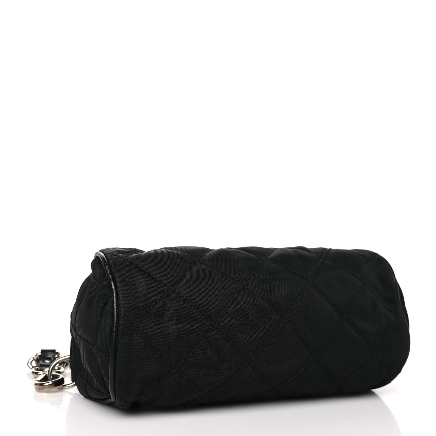 Tessuto Nylon Saffiano Impunturato Quilted Barrel Pochette Black