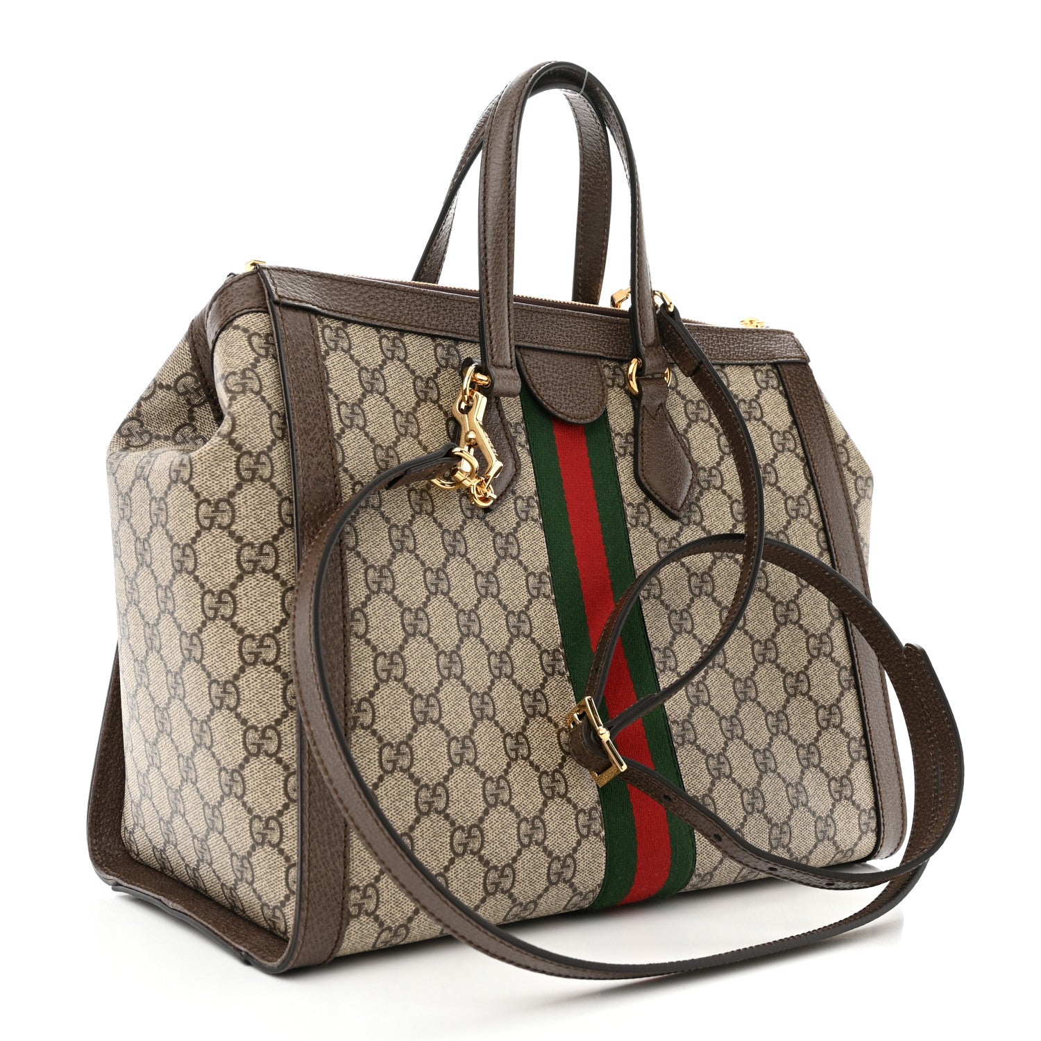 Gucci GG Supreme Monogram Web Medium Ophidia Tote Bag Brown 3 of 12