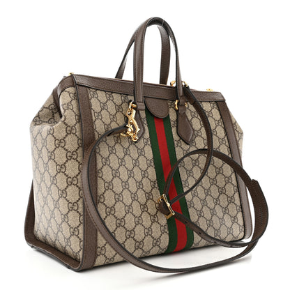 Gucci GG Supreme Monogram Web Medium Ophidia Tote Bag Brown 3 of 12