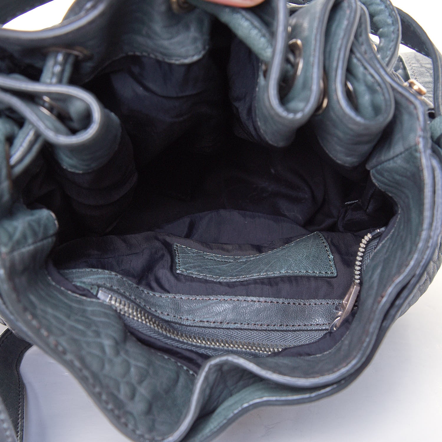Alexander Wang Pebbled Lambskin Diego Bucket Bag Neptune Antique Brass Hardware 4 of 5