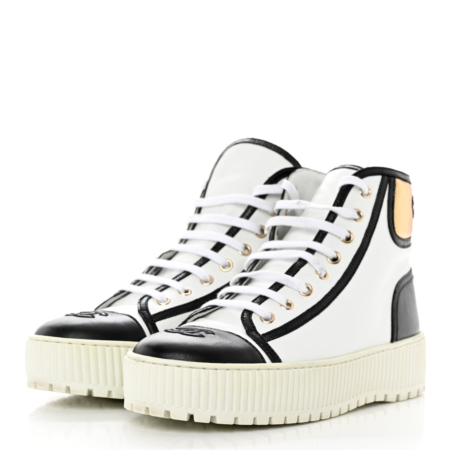 Aged Calfskin Lace Up Cap Toe Sneakers 39 White Gold