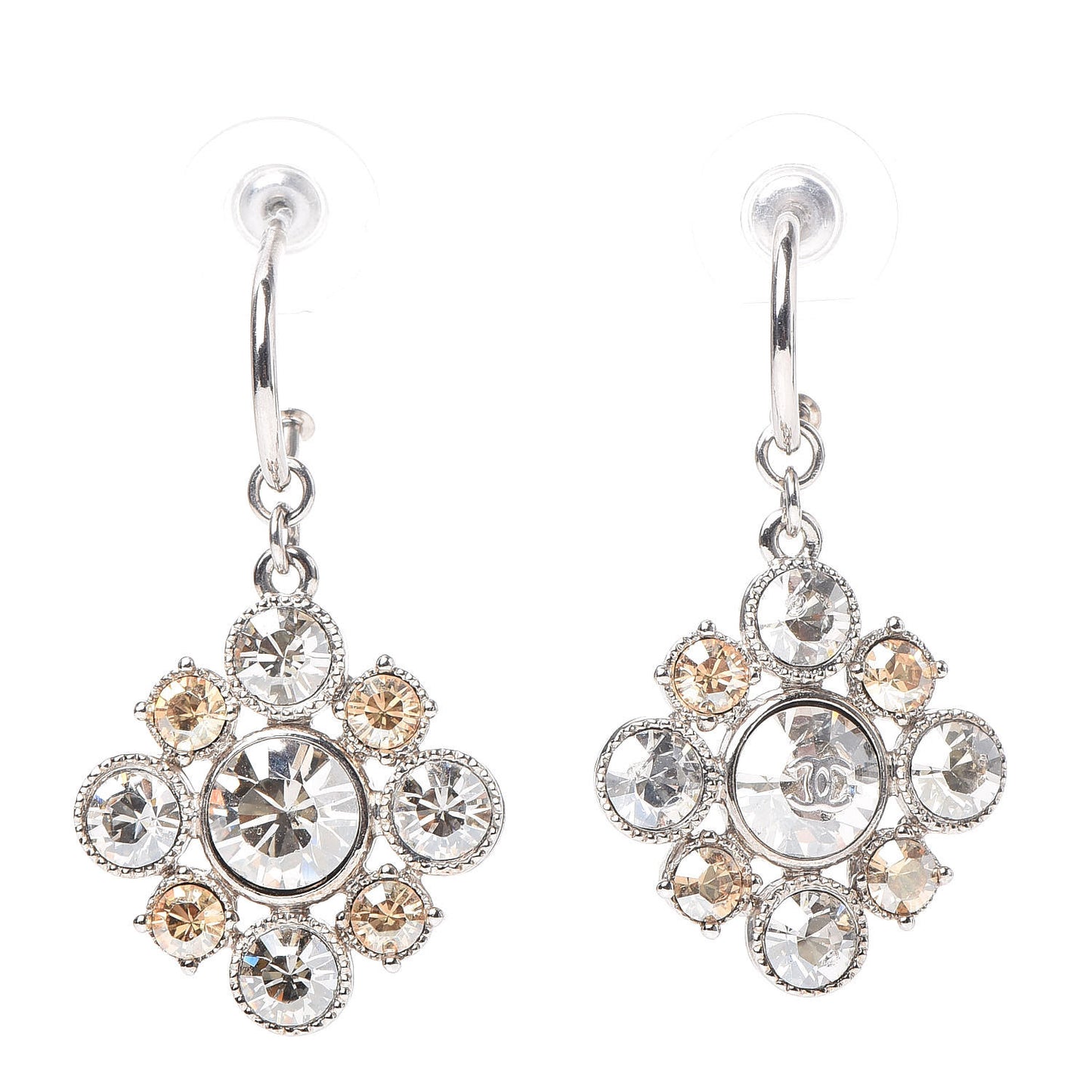 Crystal CC Dangle Earrings Silver